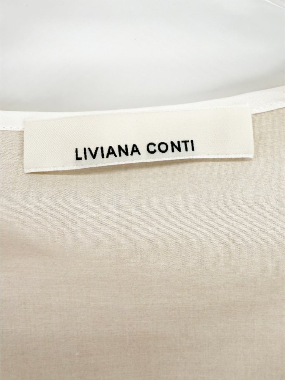 LIVIANA CONTI Poplin White Tan Detail Midi Dress sz 42 - Picture 8 of 12